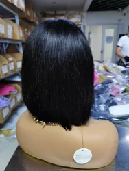 wholesale short perruque bob lace front wigs natural brazilian remy human hair wigs for women pixie cut 5*5 bob human hair wig