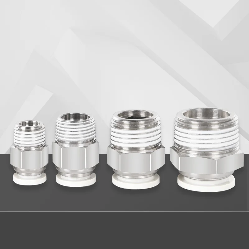 PC Straight Brass Push Fittings Male Thread 8mm BSP 1/4  One Touch Tube pneumatic connector