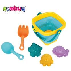 Summer outdoor sand game baby bathroom folding silicone beach bucket toy