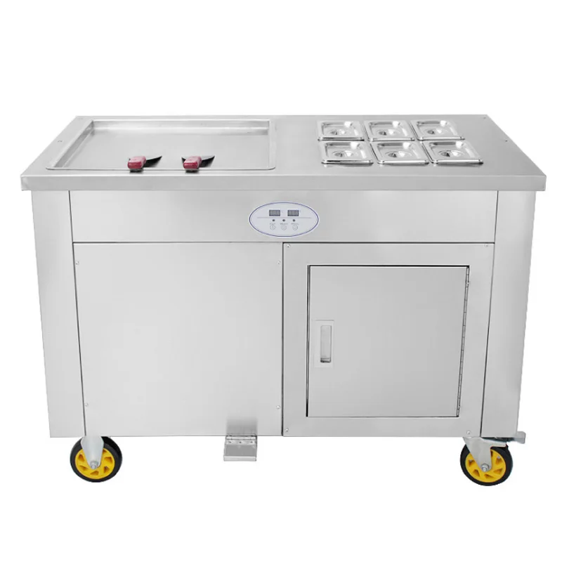 Stirring Fry Fruit Yogurt Fried Ice Cream Rolls Machine Single Pan With 6 Cooling Tanks