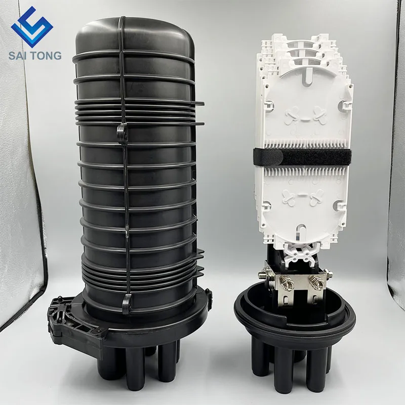 1 in 4 out  Hot Sell Heat shrinkable sealing 48 96 144 288Core FTTH Dome Vertical fiber optic splice joint box terminal closure