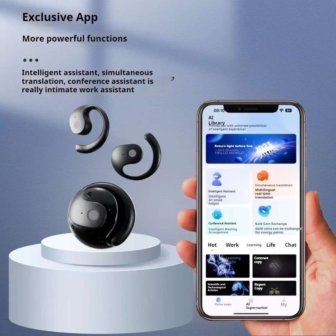 Open Ear Bluetooth V5.3 Wireless Sport Headset Stereo TWS Earphone with Digital Display Battery Indicator