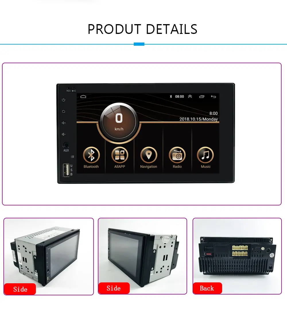 Android 9.0 Radio 4+64g 2din Motorized 6.2 Touch Screen audio Player with dsp Gps BT USB Fm Aux for car