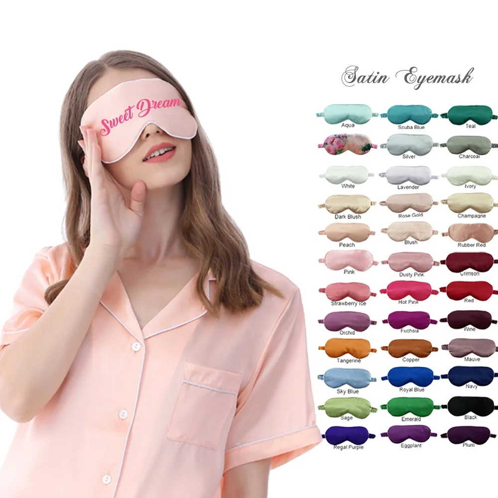 Logo Custom High Quality Smooth and Soft Shading Light for Sleeping Eyemask Wholesale Silk Satin Sleep Eye Mask
