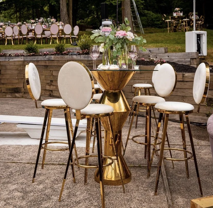 colorful LED light gold high table cocktail bar table for party  and wedding