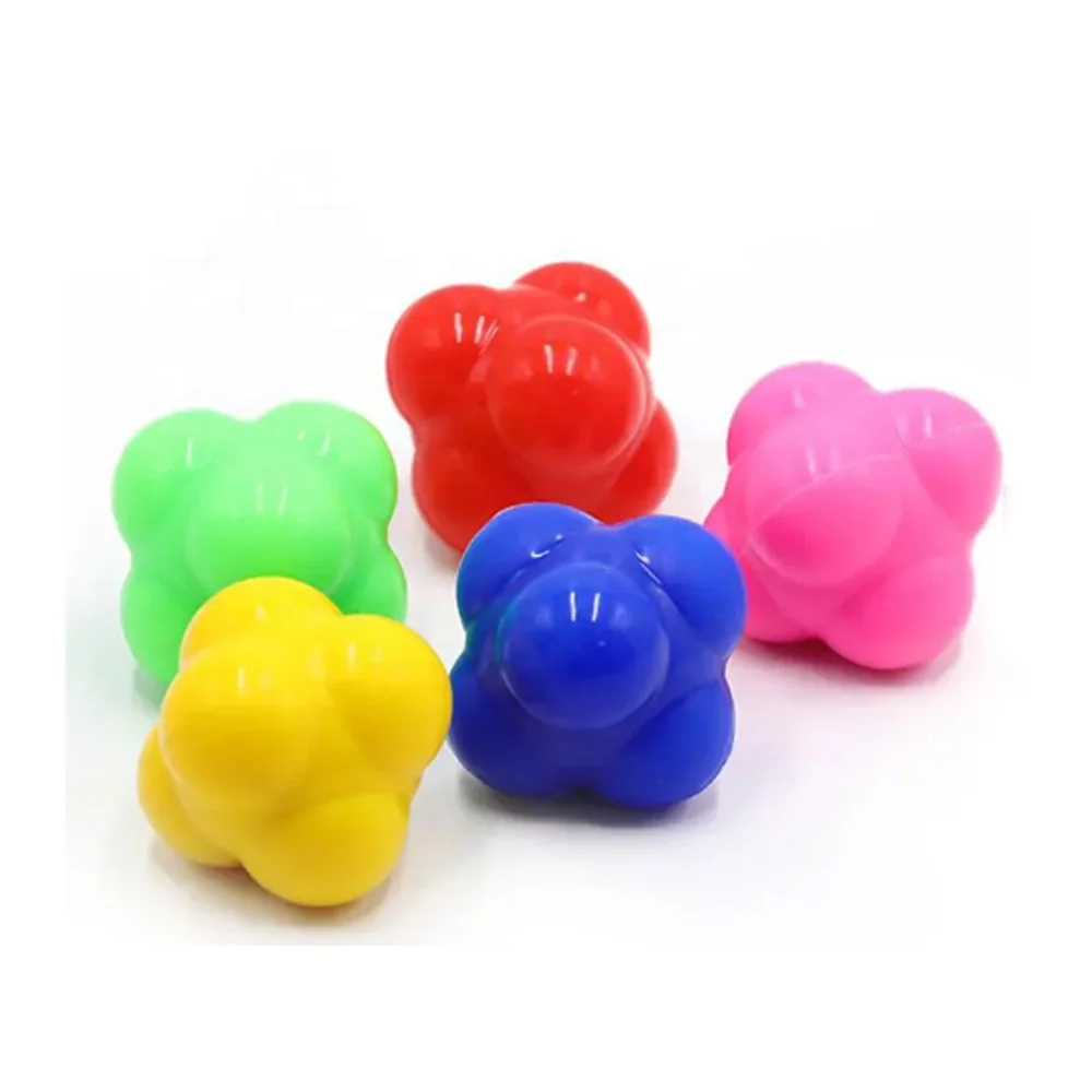 Factory Price Silicone Massage Balls Hexagonal Palm Massager Hand Agility Speed Training Ball Exercise Reaction Ball