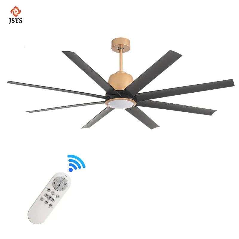 Fancy decorative quiet abs blades black remote control 66 inch ceiling fan with light