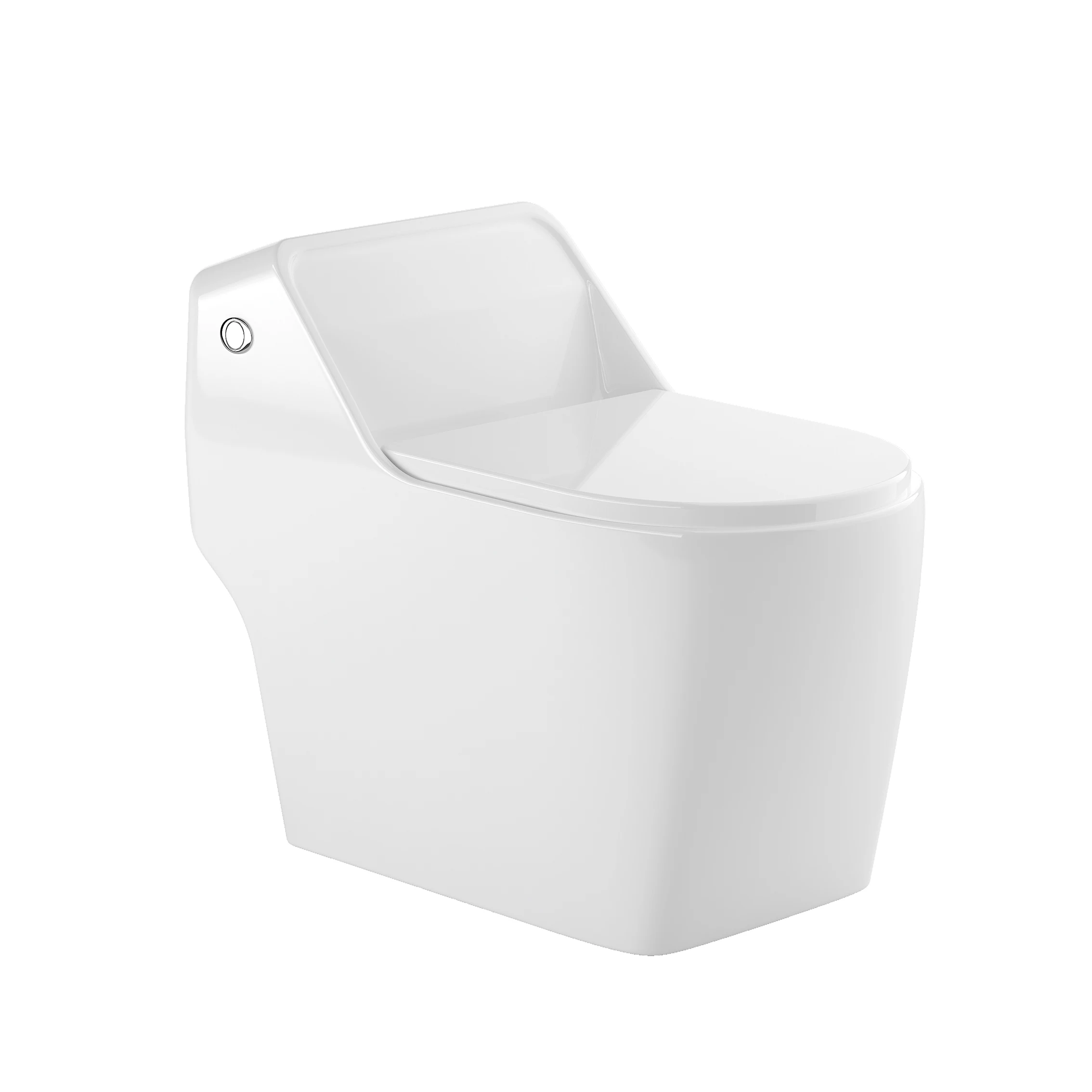 Modern Design White Square Ceramic One Piece Bathroom Toilet Siphonic Dual-Flush with S-Trap Drainage for Hotels