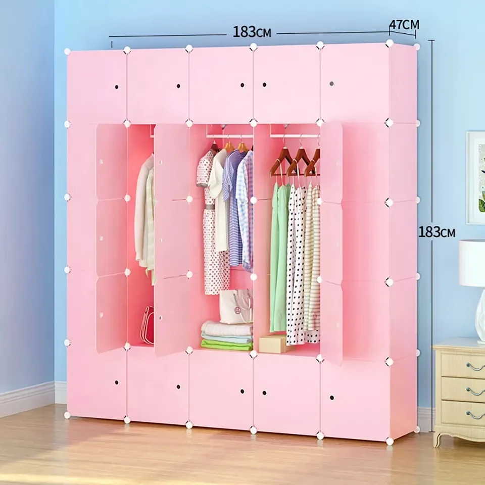 Multi-use Portable Wardrobe Modular Cabinet 17 Doors With Shelf Plastic Portable Wardrobe Foldable
