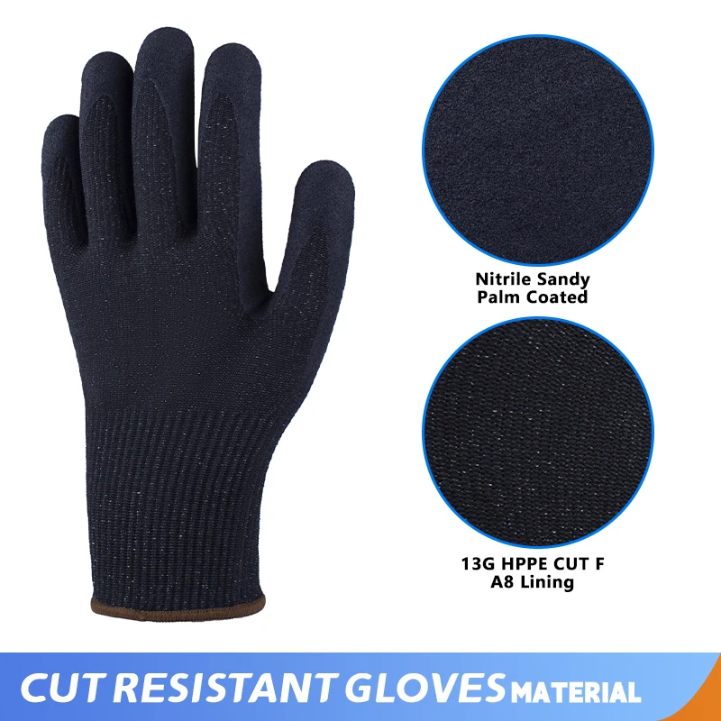 Breathable Sandy Nitrile Safety Work Gloves Anti Cut Automotive Assembly Gloves For Worker