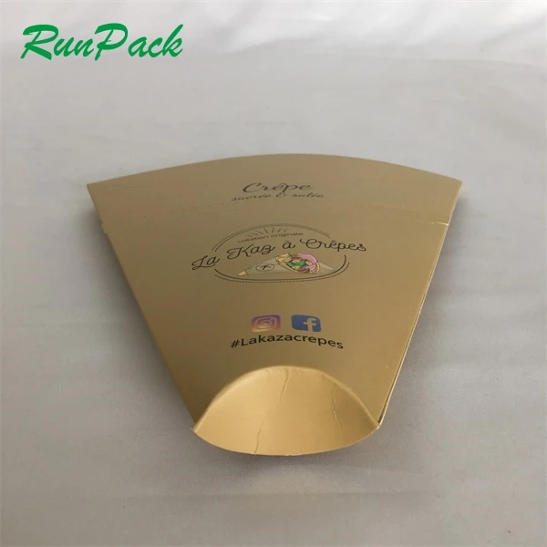 custom recyclable biodegradable kraft paper French fries takeaway ice cream bubble egg waffle crepe paper cone holder packaging