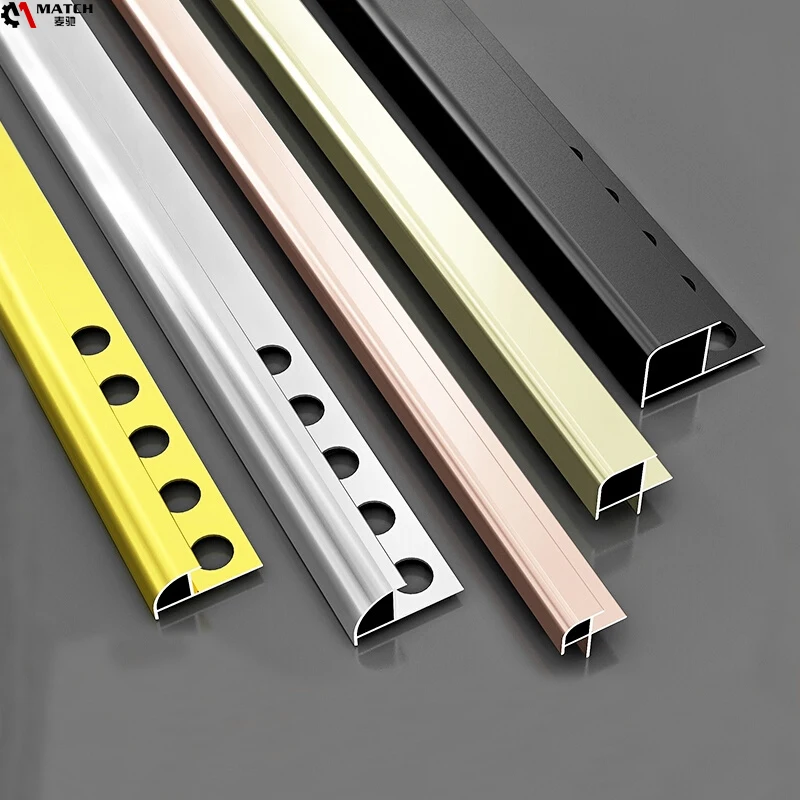 decorative modern style metal  ceramic wall corners shape silver profile aluminium edge metal tiles trim
