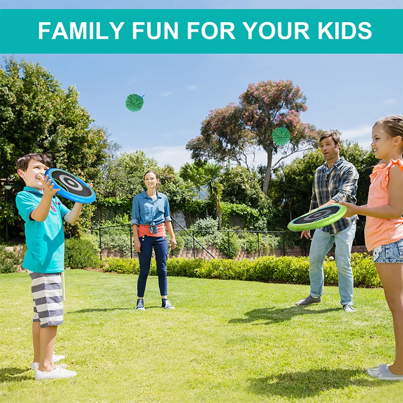 Outdoor Throwing Catching Trampoline Paddle Game Toy Play set Flying Disk