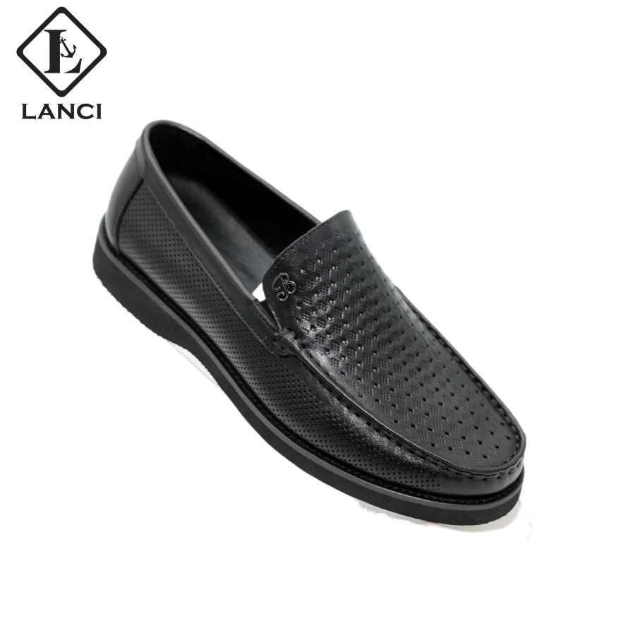 LANCI shoes manufacturers Men Good Quality Leather Shoes italian leather black casual loafers shoes for men