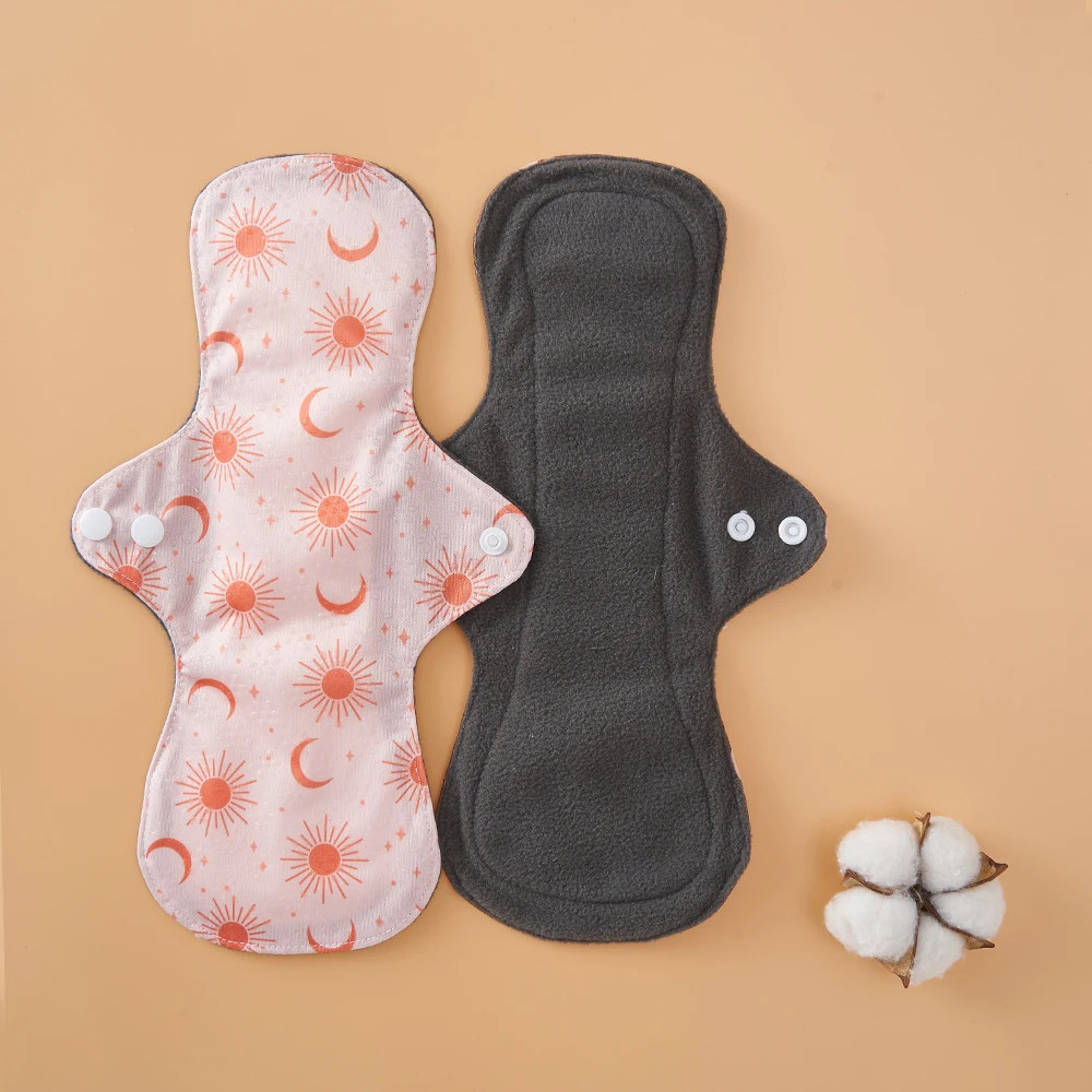 Moramona Non-slip Reusable Sanitary Napkin silicone dots Bamboo Charcoal Cloth Pads For Lady