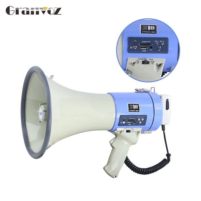 12V Recording Siren BT 50W Megaphone Battery Rechargeable Power Megaphone 50W