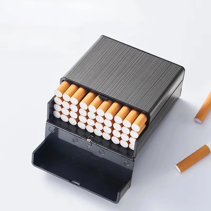 RTS Factory Large Capacity Cigarette Case Automatic Flip Cover Hold 40pcs Cigarettes Anti Pressure Portable Pocket Storage Box