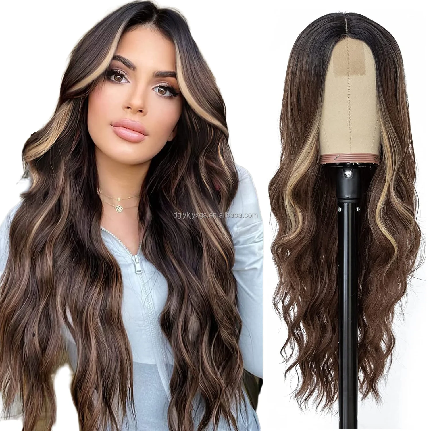Small Area Lace Body Wave synthetic lace wigs Lace Front Wigs Ombre Blonde Brown Mixed Blonde water wave wig women hair