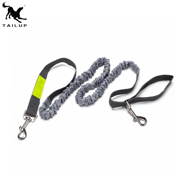 Bungee Hands Free Dog Leash for Running Walking Hiking with two removable waist pockets