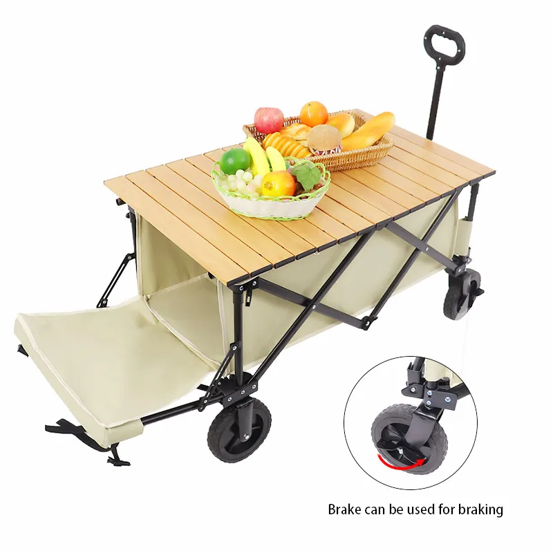 4 Wheels Folding Utility Cargo Wagon Cart Storage Rack And Folding Beach Wagon Folding Picnic Wagon