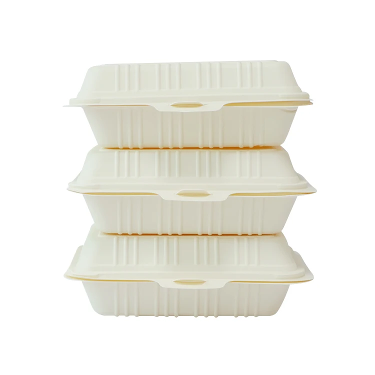 1000ml Eco Friendly Lunch Box Cornstarch Food Container Disposable Biodegradable Cornstarch Clamshell for Food Packaging