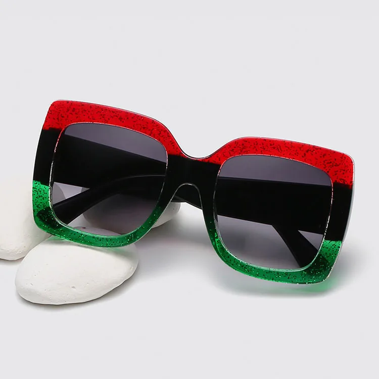 Fashion women girls colorful clear lens rainbow  small square frame shades sunglasses