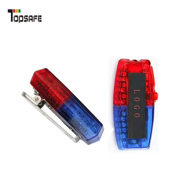 USB recharge red blue led flashing shoulder warning light for security protection