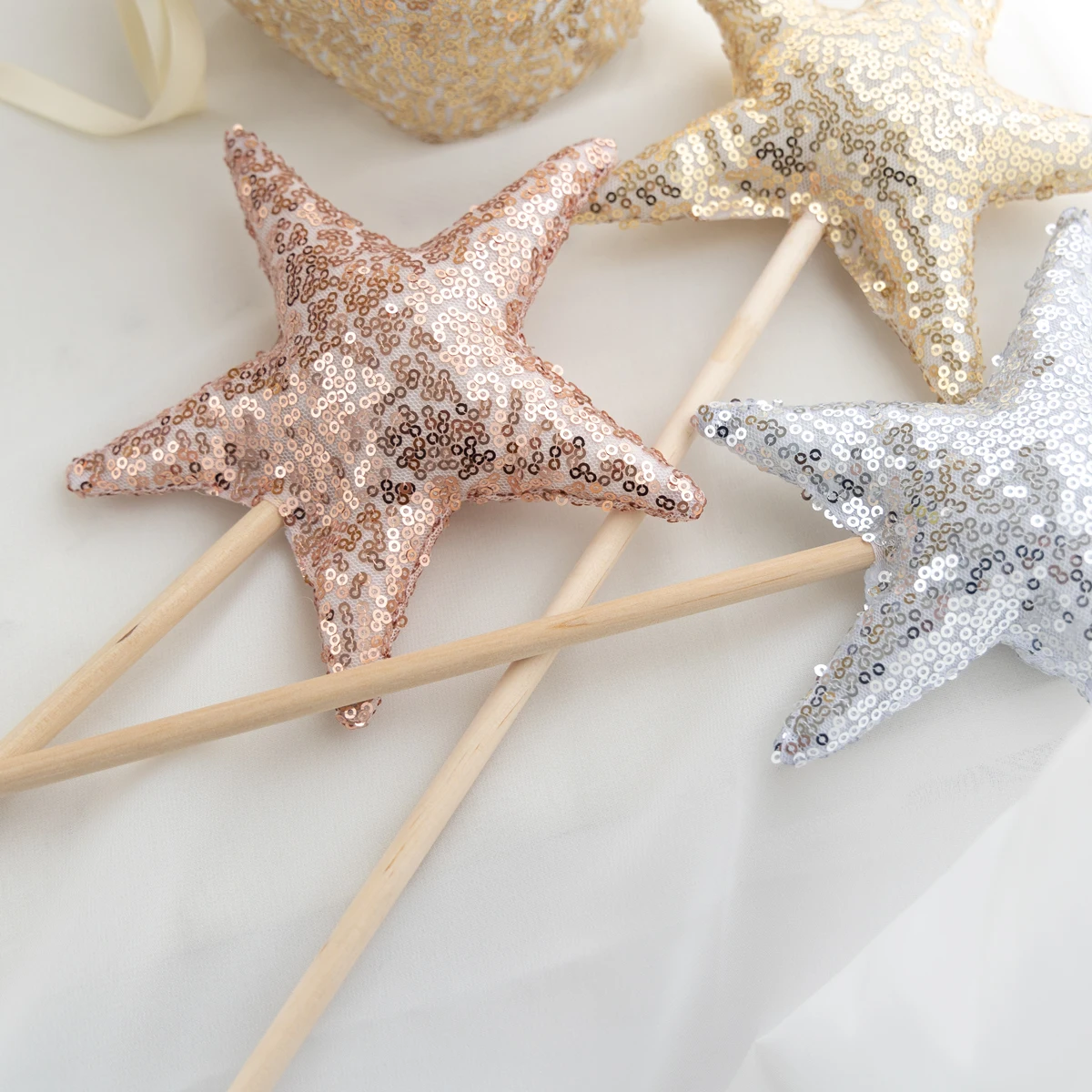 Sequin Tiara Crown Set Princess Star Wands Wooden Fairy Wands Kids Fairy Party Accessories Set Toddler Sequin Wand and Crown
