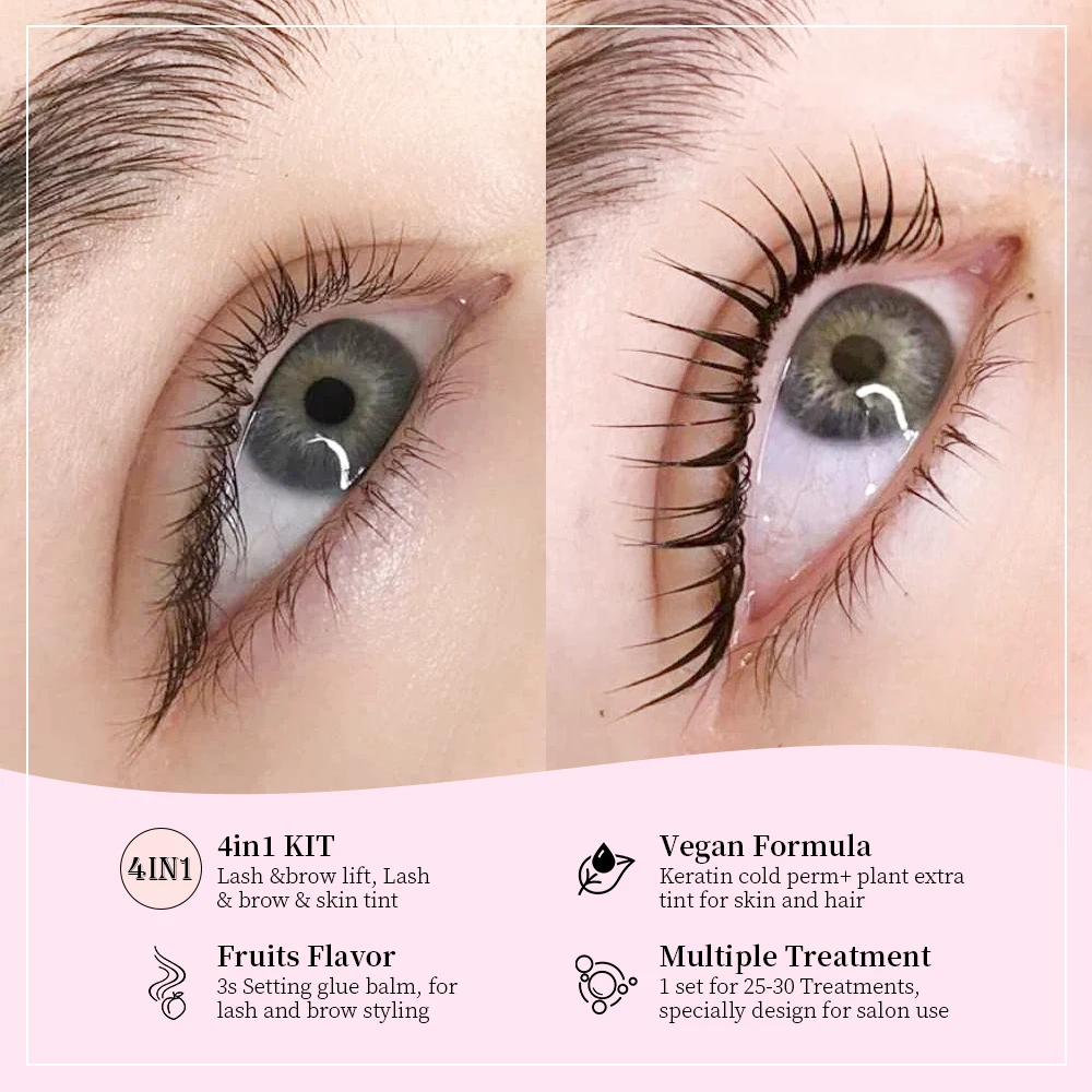 Professional Lash Lift Kit And Tint 4in1 Brow Lash Lift Solution Keratin Treatment Henna Eyebrow Eyelash Dye Tint Kit
