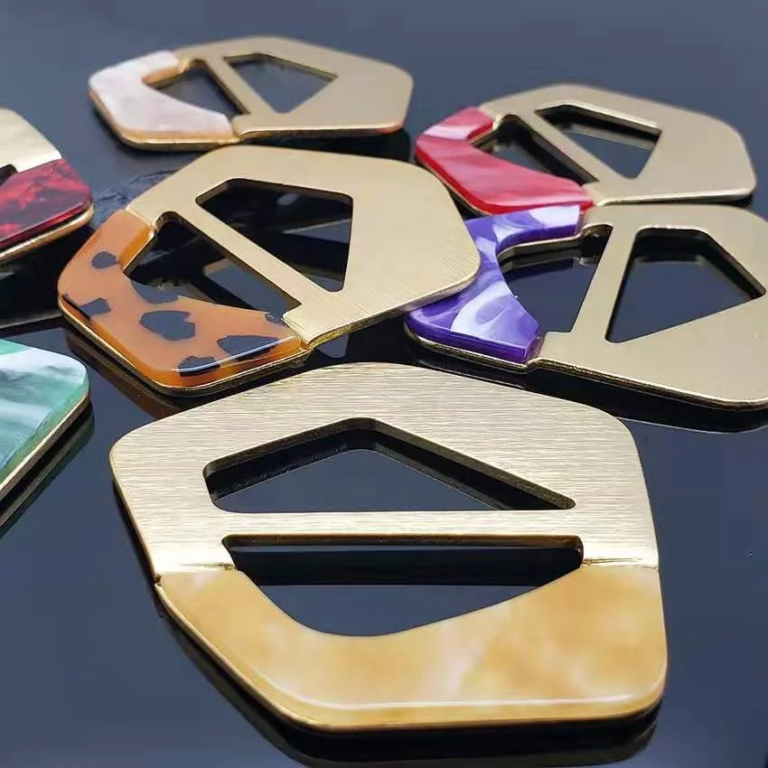 2019 New trends high quality Coat alloy buckle cellulose acetate belt buckle Decorative polygonal buckle