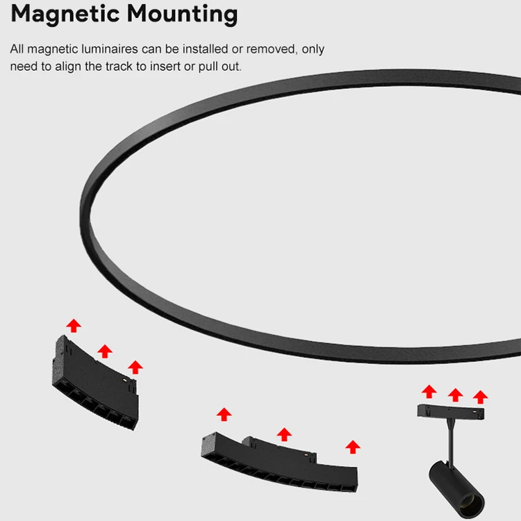 Anti-Glare Rail System 3w 6w 7w 12w 18w Smart Tuya Control Dimmable 220v Ceiling Circular Magnetic Track Light System