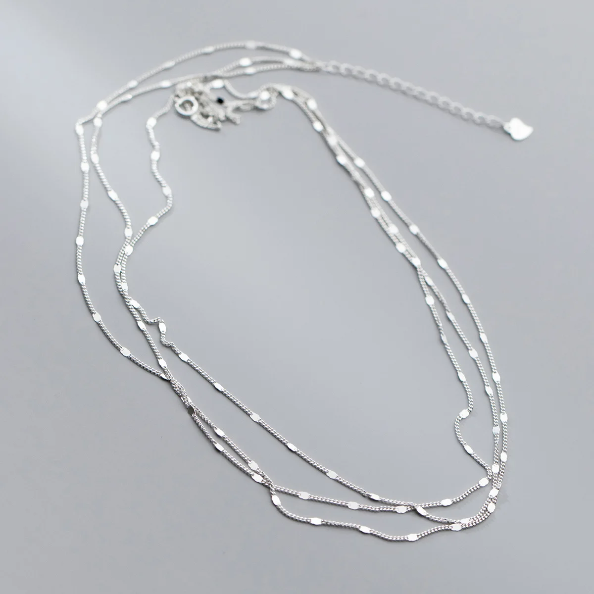 S925 Sterling Silver Multi-layered Clavicle Chain Necklace Fashion Figaro Chain Choker Necklace Jewelry