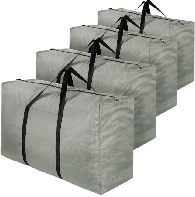 4 Pack 110l Large Clothes Storage Bag 600d Oxford Fabric Moving Bags Under Bed Storage Box With Lid For Duvet Blankets Laundry