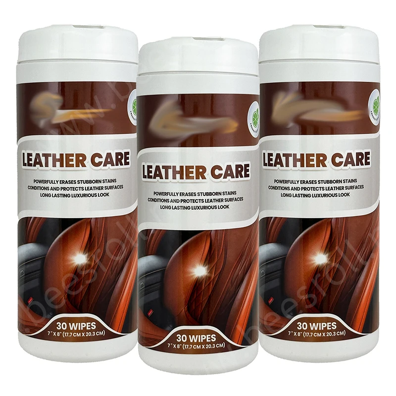High quality custom brand and packages car leather wipes powerfully erases stubborn stains
