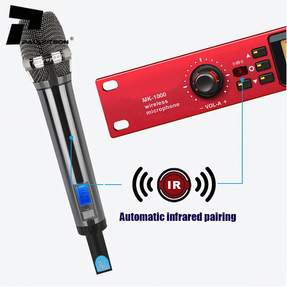 MK1000 UHF Wireless Microphone System High End Professional 2 Handheld Mic Wireless Microphone