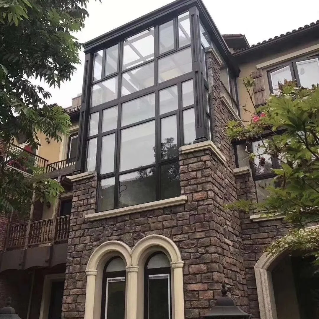 LEAWOD Prefabricated Veranda Sunroom House Conservatory 4 Season Sun Room Glass House Aluminium Glass Sunrooms For Solarium