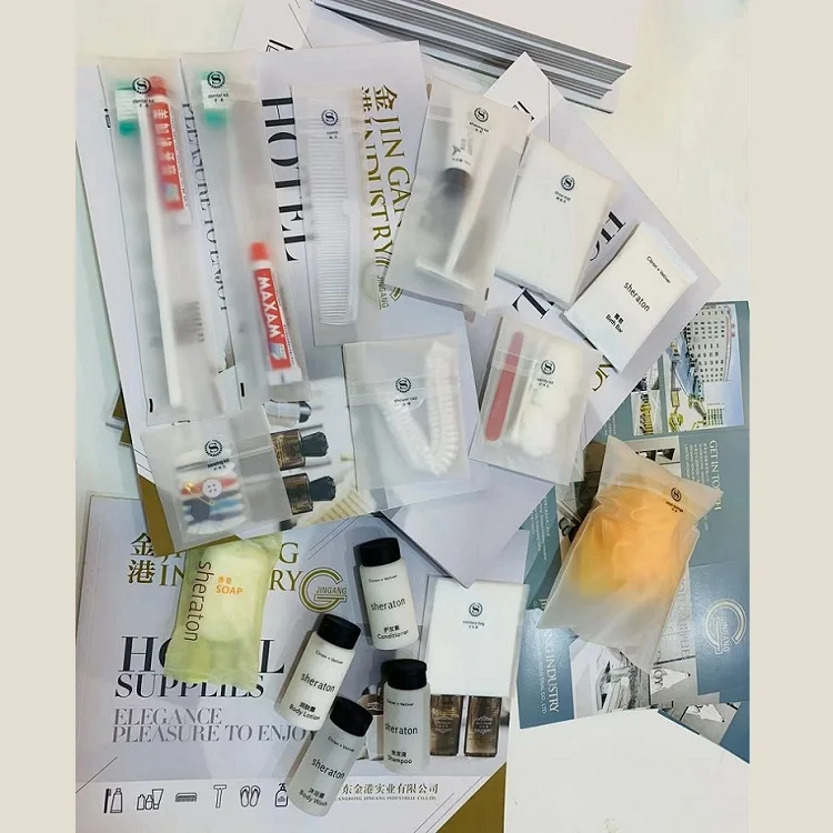 shampoo shower gel conditioner lotion kits hotel amenity bottle tub toothbrush toothpaste paper box hotel amenities