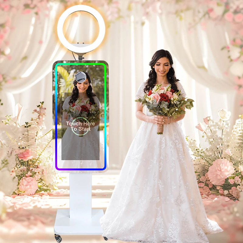 2024 NEW Style Wedding Selfie Mirror Photo Booth Shell Factory Price Portable 21.5inch Mirror Dslr Photobooth