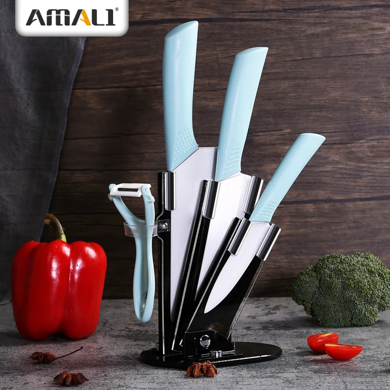 Ready To Ship-5PCS Kitchen Ceramic Knives Set Kitchen Cooking Tools Kitchen Vegetable Knife Chef Knife With Acrylic Holder