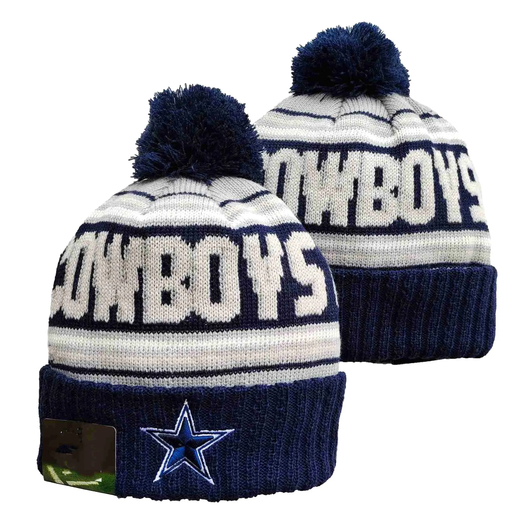 2023 Wholesale Cowboys team knit hat beanie with pom