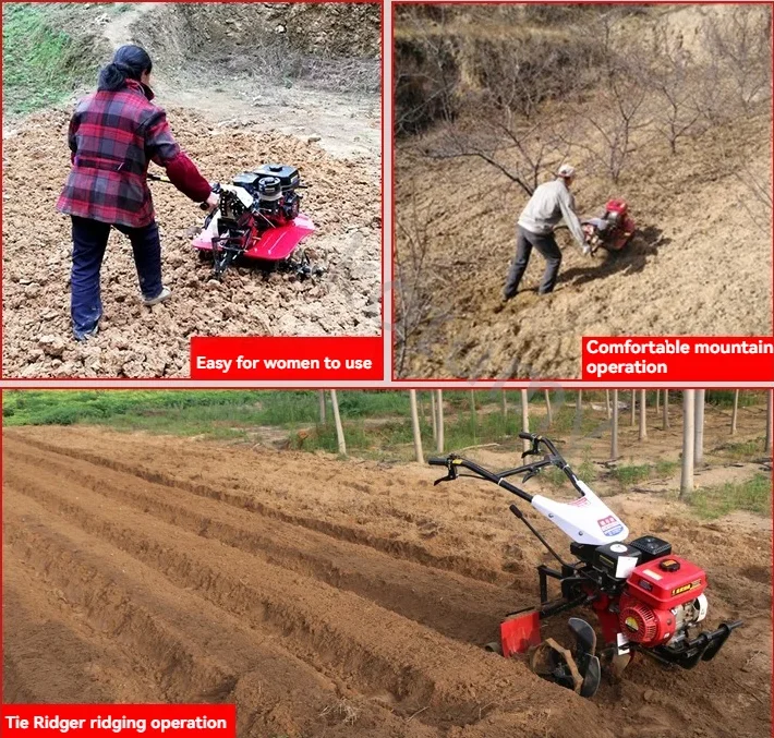 Four-Wheel Drive Gasoline Rotary Cultivator Agricultural Potato Corn Planter Garden Machine Weeding Soil Tiller Farm Plowing