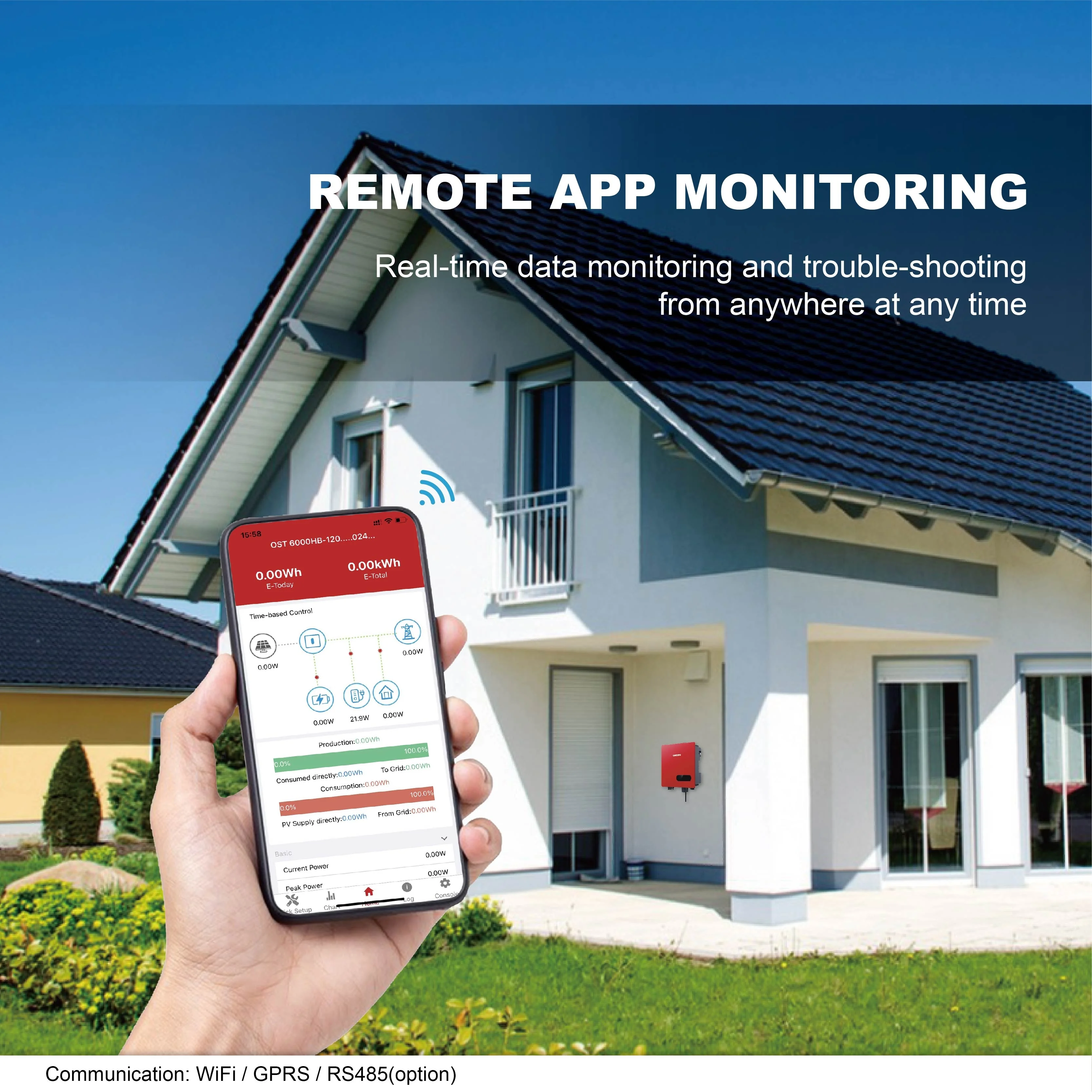 Single Phase Dual MPPT Solar Inverter 4kw 5kw 6kw On Grid Inverter Growatt grid tie inverter with limiter