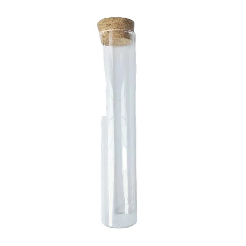 2024 trend products high quality borosilicate clear glass smoking pipe pre roll tube 12mm cork stopper bottle cigarette holder