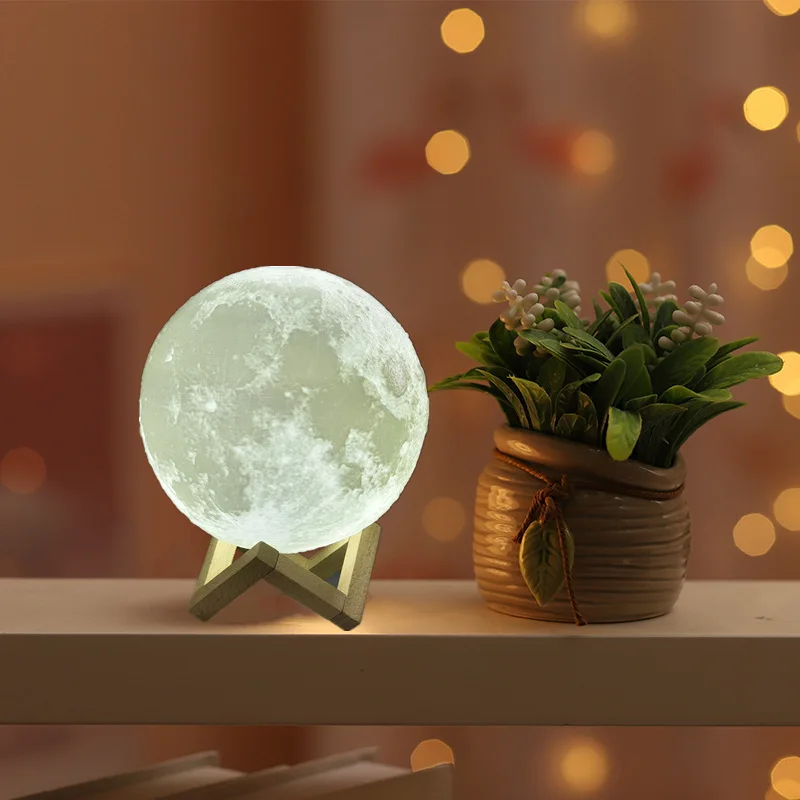 Led Round Projection Night Light Baby Room Small Table Lamp 3D Moon Painting Light Cadeau creatif dimpression 3D