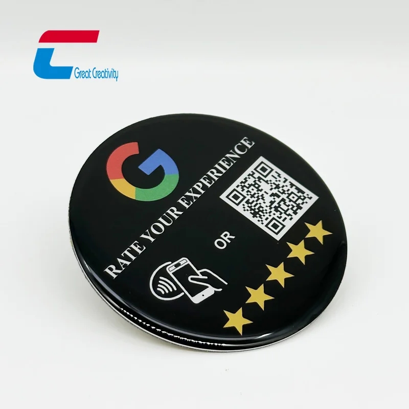 program NTAG 213 custom nfc restaurant google review card Epoxy round google nfc button