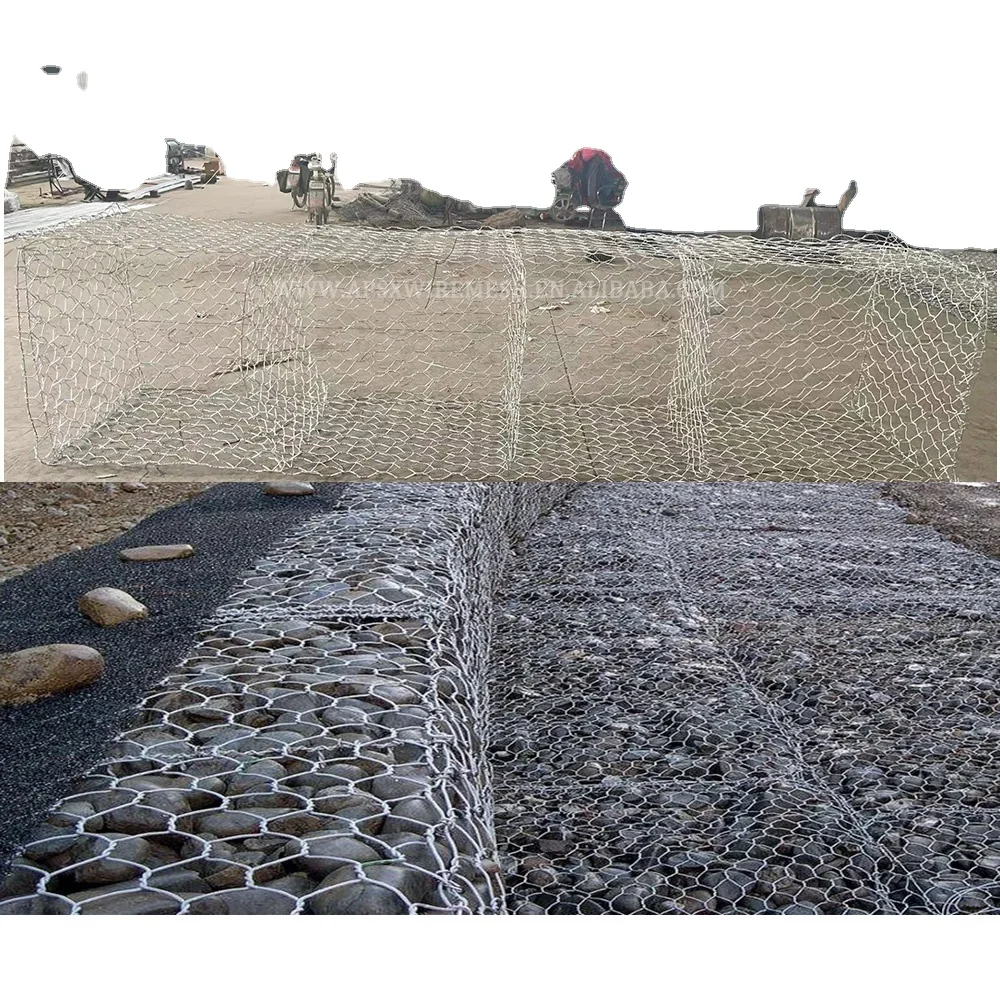 Woven  hexagonal  gabion wire mesh for gabion basket used for River bank protection in Myanmar