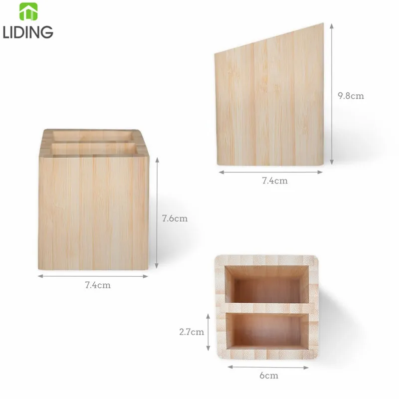  Bamboo Pen Holder Wood Organizer Desk Pencil