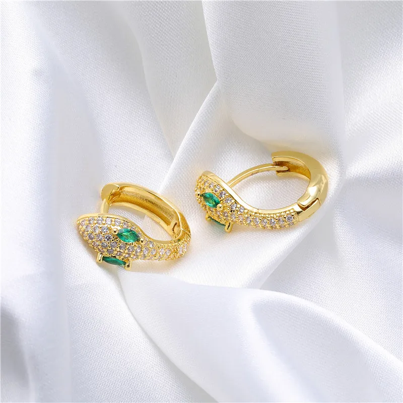 
Gold-plated diamond Q version mini snake earrings wild aesthetics shopping fashion earrings jewelry 