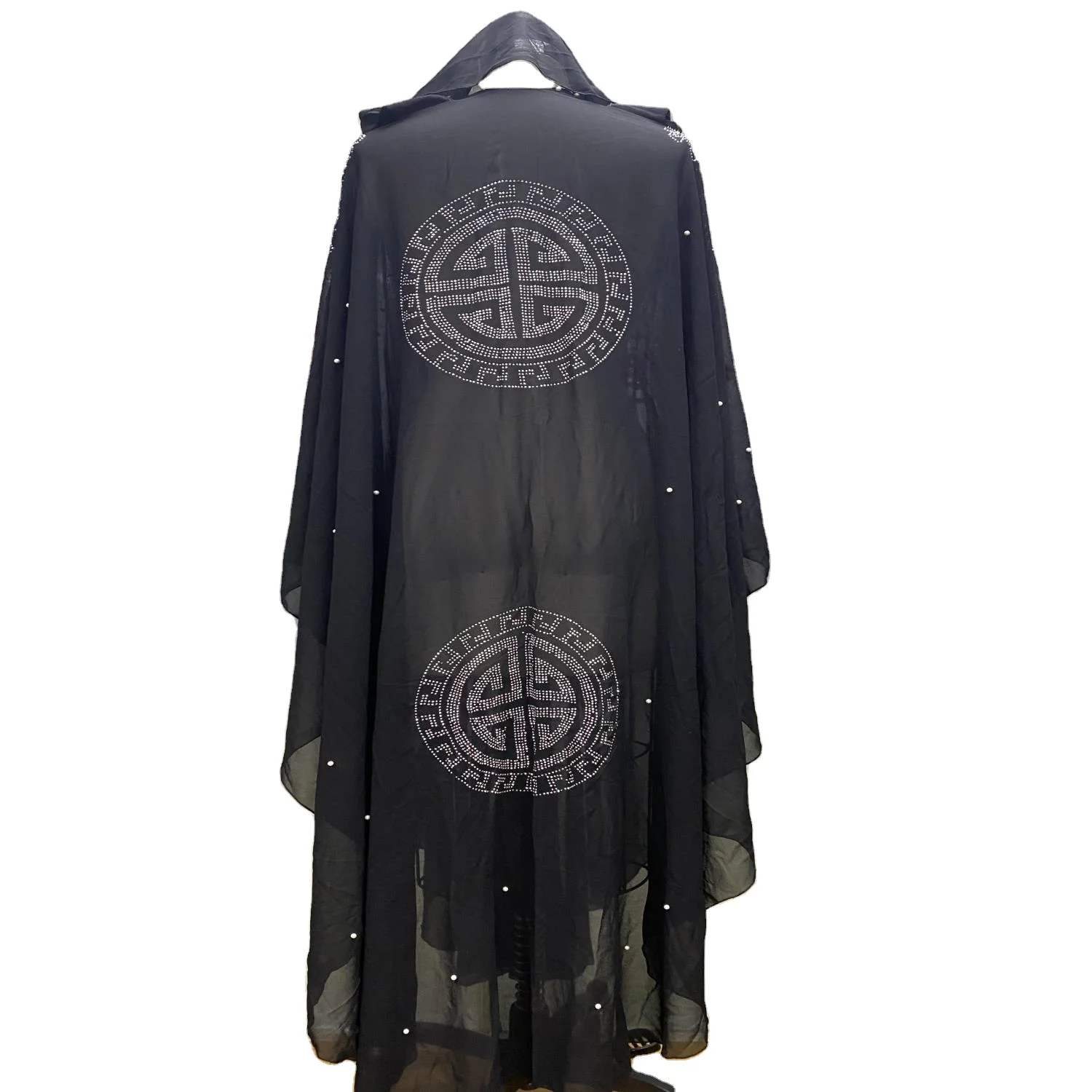 Super Size Chiffon Djellaba Dress Beading Embroidery Muslim Kimono Abaya Cardigan Dubai 2022 Turkish Kaftan Moroccan Boubou