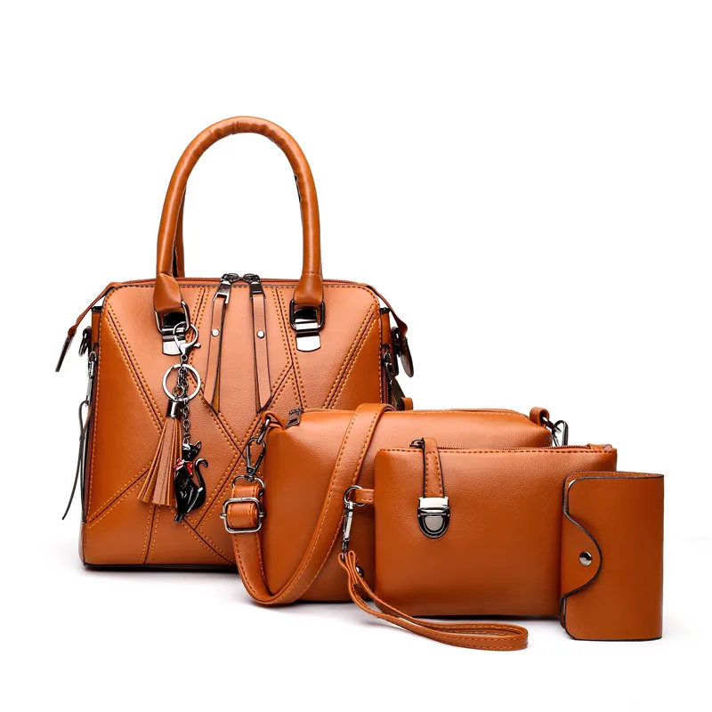 New style women waterproof handbag purse sets 4 pieces women hand bags set ladies